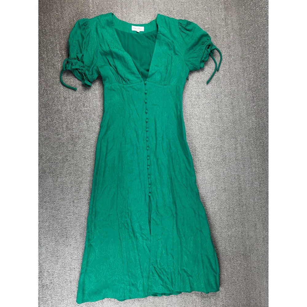 Privacy Please Dress‎ XS Green Floral Jacquard Button Front Midi Revolve Cottage